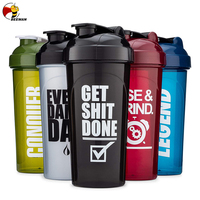 Beeman Gobelet en acrylique transparent portable Shaker à protéines Bouteilles d'eau avec logo personnalisé en plastique