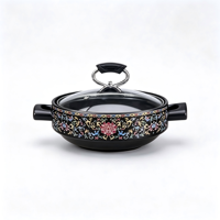 Olla de Barro Resistente al Fuego Estilo Lotus Fucai, Cacerola de Cerámica para Estufa de Gas, Tapa de Vidrio Resistente a la Quemadura en Seco, Juego de Utensilios de Cocina Antiadherentes