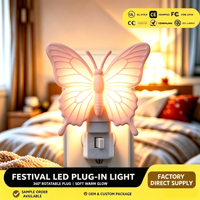Veilleuse LED Papillon Mignonne OEM Direct Usine, Rotative à 360°, Lumière Douce et Chaude, Décoration de Chambre pour Enfants, Cadeau, Vente en Gros
