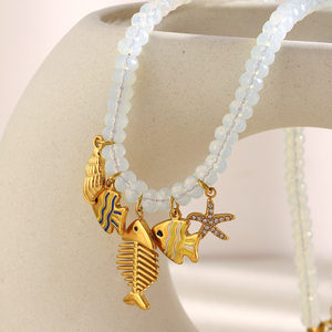Dreamidea óng ánh Hạt Vòng Cổ với men cá và vỏ Mặt dây chuyền-Đại dương lấy cảm hứng từ đồ trang sức - Product Image 4