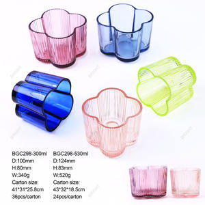 Nouveaux bocaux à bougies en verre et conteneur en vrac <span class=keywords><strong>acheter</strong></span> en forme de fleur colorée chauffe-plat bougeoir en verre votif - Product Image 4