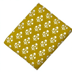 Hand Block Floral Printed Cotton <b>Fabric</b> 44 Inch Medium <b>Weight</b> Breathable Home Textile Material Hayaat Craft Store - Product Image 1