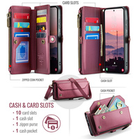 Étui portefeuille à rabat en cuir avec fermeture éclair, multi-fentes pour cartes et compartiment à monnaie, pour Samsung S22 S23 S24 S25 S26 Ultra A57 A56 A37