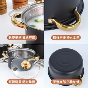 Ensemble de Cuisson 10 Pièces Noir en Acier Inoxydable, Batterie de Cuisine Marmites Casseroles et Poêles avec Couvercles en Verre - Product Image 4