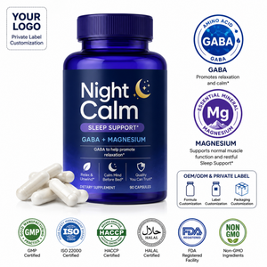 RAINWOOD Capsules de magnésium GABA pour le sommeil, marque privée, supplément apaisant nocturne OEM - Product Image 1