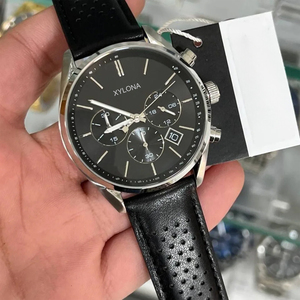 <span class=keywords><strong>Orologio</strong></span> Cronografo da <span class=keywords><strong>Uomo</strong></span> <span class=keywords><strong>con</strong></span> <span class=keywords><strong>Cinturino</strong></span> <span class=keywords><strong>in</strong></span> <span class=keywords><strong>Pelle</strong></span> e Rete Traspirante, Quadrante <span class=keywords><strong>in</strong></span> Acciaio Inossidabile e Lancette Luminose - Product Image 2
