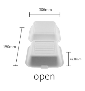 Compostable Eco Fast Food Embalagem 6 Polegada Flip Top Takeout Paper Container Descartável Bagasse <span class=keywords><strong>Burger</strong></span> <span class=keywords><strong>Box</strong></span> - Product Image 3