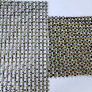 Altın Renkli Paslanmaz Çelik Dekoratif Kıvrımlı Tel Örgü Izgara Perde Uzun Ömürlü Dayanıklı Düz Dokuma Tekniği - Product Image 1