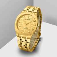 Reloj CURREN para Hombre 8444 de Acero Inoxidable Dorado, Relojes de Lujo para Hombre, Novedades, Reloj de Pulsera de Cuarzo Analógico Resistente al Agua, Reloj para Hombre