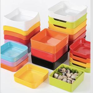 工場直販 割れないプラスチック製しゃぶしゃぶボックス メラミン製サービングトレイ レストラン用スタッカブルスクエアしゃぶしゃぶプレート - Product Image 5