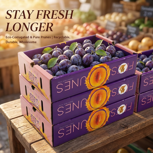 Boîtes en carton ondulé pour l'emballage des fruits de qualité alimentaire, boîtes d'emballage pour les prunes - Product Image 1