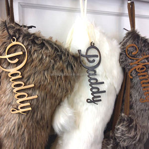 Calcetines de Navidad personalizados de piel sintética, medias borrosas con monograma, decoración, venta al por mayor - Product Image 3