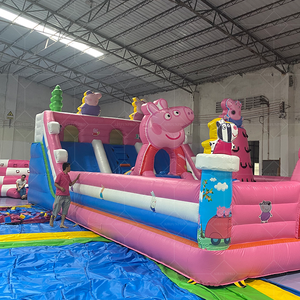 Château gonflable en PVC rose de dessin animé de <span class=keywords><strong>Peggy</strong></span> Pig avec ballon pour parcs à thème et fêtes en usine - Product Image 4