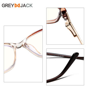 Lunettes anti-radiation œil de chat gris pour femmes, monture étroite, verres en acétate, style rétro, branches à ressort métalliques - Product Image 2