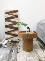 Meubles de salon de style nordique Idao, table basse ronde en noyer noir, tables d'appoint modernes en bois massif, luxe
