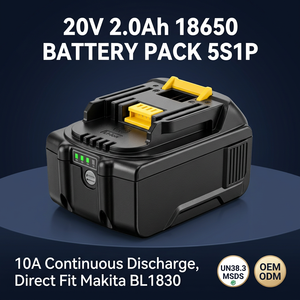 Batterie d'outil électrique Li-ion OEM 20V 1.5Ah pour perceuse sans fil <span class=keywords><strong>Makita</strong></span> BL1815 BL1830, remplacement de batterie 18650 5S - Product Image 1