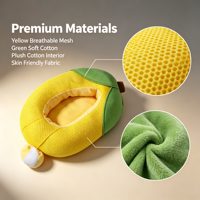 Nouveau lit pour animaux de compagnie en forme de maïs, en peluche écologique à thème de dessin animé, pour chats et chiens, lavable en machine, surface en maille respirante