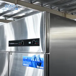 レストラン4ドアディープフリーザーステンレス鋼商用機器直立冷蔵庫