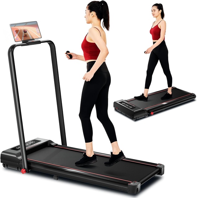 Wellshow Sport Foldable Walking Pad Mini Under Desk Treadmill Machine Running Portable Treadmill with Handle for Home Use