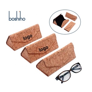 Wholesale Sunglasses Cases Portable Vegan Cork Eyeglasses Pouch Folding Luxury Eye Glasses Packaging with Custom logo - Product Image 1