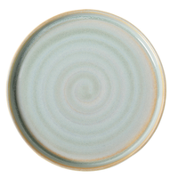 Assiette plate ronde rétro vert olive, cuite au four, avec glaçure effet four, compatible micro-ondes/réfrigérateur, pour pâtes/plats principaux/desserts