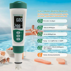 Nuevo Analizador de Agua para Piscinas 2026 con Pantalla LCD Retroiluminada, Digital, 5 en 1, Multifuncional, Medidor de PH, Temperatura, Salinidad, TDS y <span class=keywords><strong>EC</strong></span> de Alta Precisión - Product Image 1