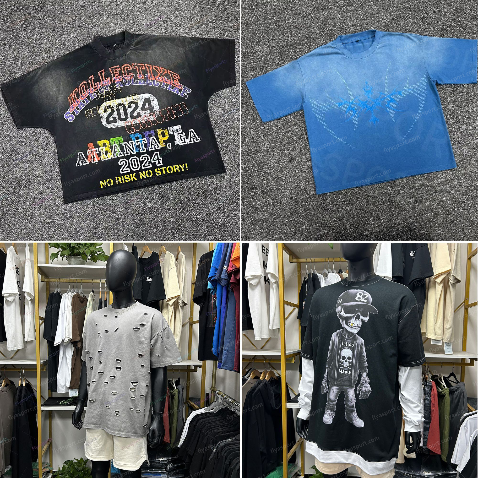 Custom 280G Men Acid Washed T Shirt - Streetwear Black Stone