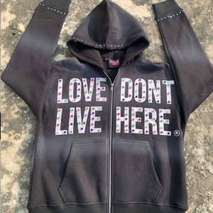 Felpa con cappuccio DCY <span class=keywords><strong>Skeleton</strong></span> Zip-up da uomo, personalizzata, pesante, stile Y2K, con stampa ossa effetto distressed, bianca e blu, streetwear, taglio corto - Product Image 5