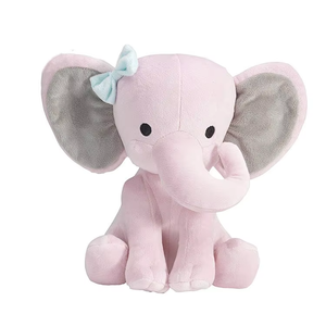 Peluche éléphant <span class=keywords><strong>rose</strong></span> <span class=keywords><strong>et</strong></span> <span class=keywords><strong>gris</strong></span> créative, grandes oreilles, en tissu polyester sublimé, rembourrage en coton PP, brodée, pour anniversaire - Product Image 1