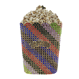 Bolso de Noche Único para Mujer con Cristales de Palomitas de Maíz, Cartera de Mano Novedosa con Pedrería para Cena, Cine, Halloween - Product Image 6