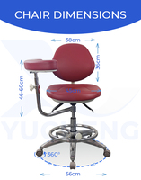 Tabouret d'assistant dentaire à 3 leviers de réglage, accoudoir unique, mousse moulée haute densité, plusieurs options de couleurs pour clinique dentaire