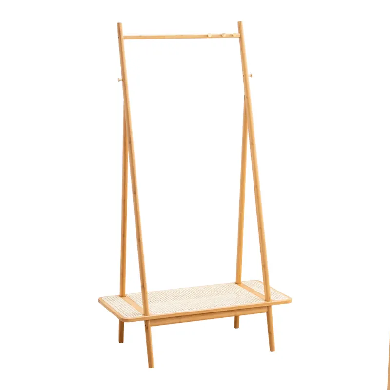 bedroom clothes rack bamboo coat rack with vattan separator plate house vertical hangers