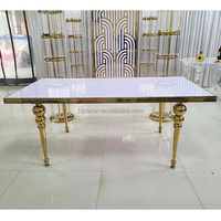 Vente en gros d'usine FURUN de table de salle à manger meubles d'événement en verre trempé table en acier inoxydable table de banquet de mariage