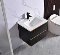 Meuble-lavabo rectangulaire moderne pour salle de bain, à fixation murale, avec vasque en céramique, résistant à l'eau, durable, écologique, facile à nettoyer, miroir non inclus