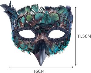 หน้ากากแฟนซีขนนกสำหรับงานปาร์ตี้ฮาโลวีน มาร์ดิกราส์ คอสเพลย์ รูปสัตว์ นก กา นกยูง - Product Image 2