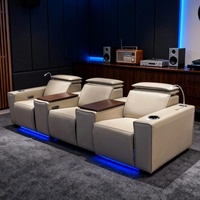 Ensemble de cinéma maison moderne extensible avec canapé inclinable électrique en cuir véritable, appui-tête VIP, chargement USB et télécommande