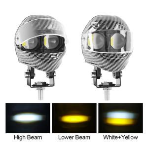 เลนส์โปรเจคเตอร์ LED แบบ 2 ดวง สำหรับหมวกกันน็อคมอเตอร์ไซค์ รูปทรงไฟสปอร์ตไลท์ สีขาวเหลือง ไฟขับขี่ ไฟสปอตไลท์ ไฟหน้ารถยนต์ - Product Image 2
