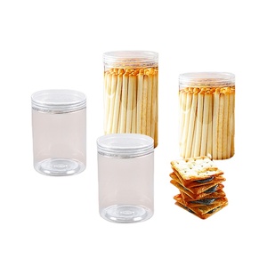 Wholesale food grade pe clear cookie jar plastic container with lid