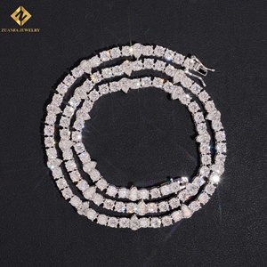 Moissanite <b>Statement</b> <b>Necklace</b> 925 Silver Rhodium Plated Round Brilliant Cut GRA Certified Unisex Pear Cut Luxury Strand <b>Necklace</b> - Product Image 1