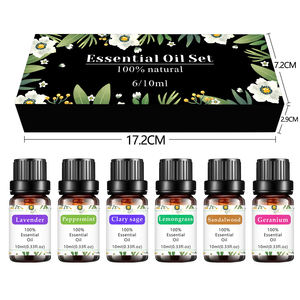 Coffret Cadeau d'Huiles Essentielles d'Aromathérapie Biologiques 6/10ML - Lavande, Menthe Poivrée, <span class=keywords><strong>Citronnelle</strong></span>, Bois de Santal, Sauge, <span class=keywords><strong>Géranium</strong></span> - Product Image 2
