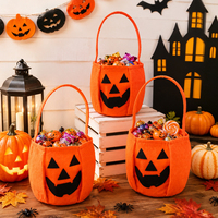 Lot de 3 sacs à bonbons d'Halloween en forme de citrouille, seaux tissés en forme de citrouille, sacs pour la collecte de bonbons, cadeaux pour fêtes costumées d'Halloween, pour bonbons et friandises