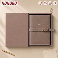 Agenda hebdomadaire et mensuel Hongbo 2027 personnalisé en cuir PU A5 avec fermeture élégante à boucle, coffret cadeau et logo, faible MOQ