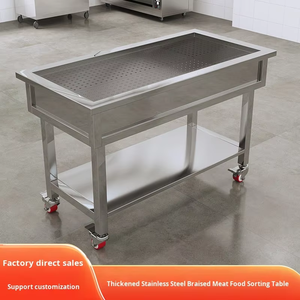 Chariot intégré de préparation et de drainage avec table de préparation en acier inoxydable 304 argenté pour les magasins de plats mijotés - Product Image 2