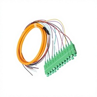 Pigtail de Fibra Óptica Monomodo SC APC de 12 Hilos G652D 0.9mm con Cubierta LSZH Codificada por Colores (12 Colores) para Caja Terminal FTTH ODN y Redes de Telecomunicaciones