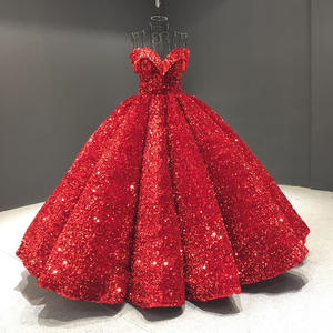 Hot Selling Sequin Stof Bruidsmeisje Romantische Bridal Prinses Toga Baljurk Wedding Prom Avondjurken - Product Image 4