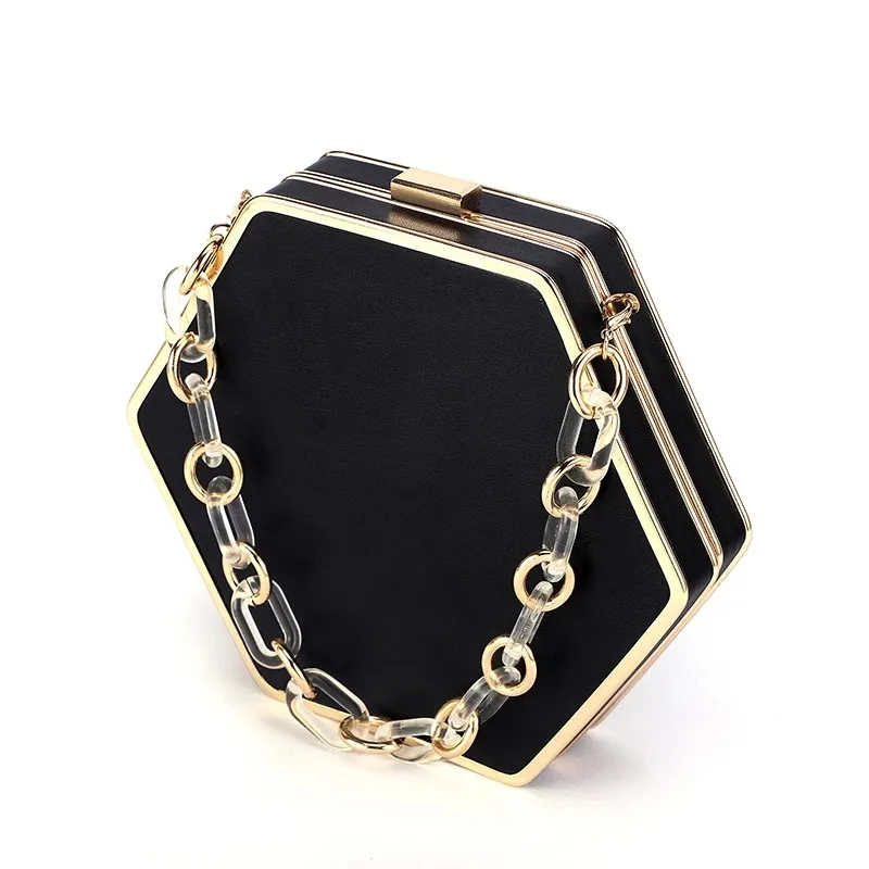 2022 Women's Acrylic Chain Evening Bag Clutch Small Square Bag New Fashion Single Shoulder Purse Ladies Party Clutch