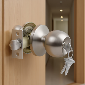 Poignée de porte intérieure à clé, nickel satiné, ronde, en acier inoxydable, moderne, pour mobilier - Product Image 2