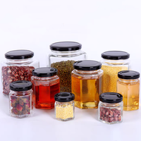 Bouteille en verre hexagonale transparente de haute qualité pour cornichons, pot vide pour confitures de fruits, sauce chili, récipient de stockage alimentaire pour la cuisine
