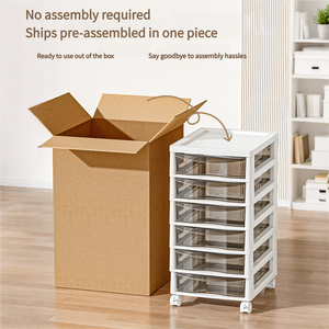 Multifunction <strong>Slim</strong> Plastic <strong>Storage</strong> <strong>Drawers</strong> &amp; Carts PP Cabinet Movable File Organizers with Multi-Trolley for Office Desks - Product Image 6