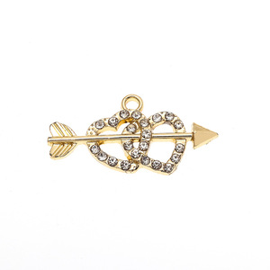 Nouvel Ornement Flèche de Cupidon, Pendentif Double Cœur en Strass, Breloques Métalliques pour DIY Bracelet, Collier, Accessoires et Décoration de Coque de Téléphone - Product Image 6